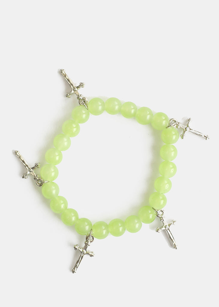Beaded Bracelet with Silver Crosses L. Green JEWELRY - Shop Miss A