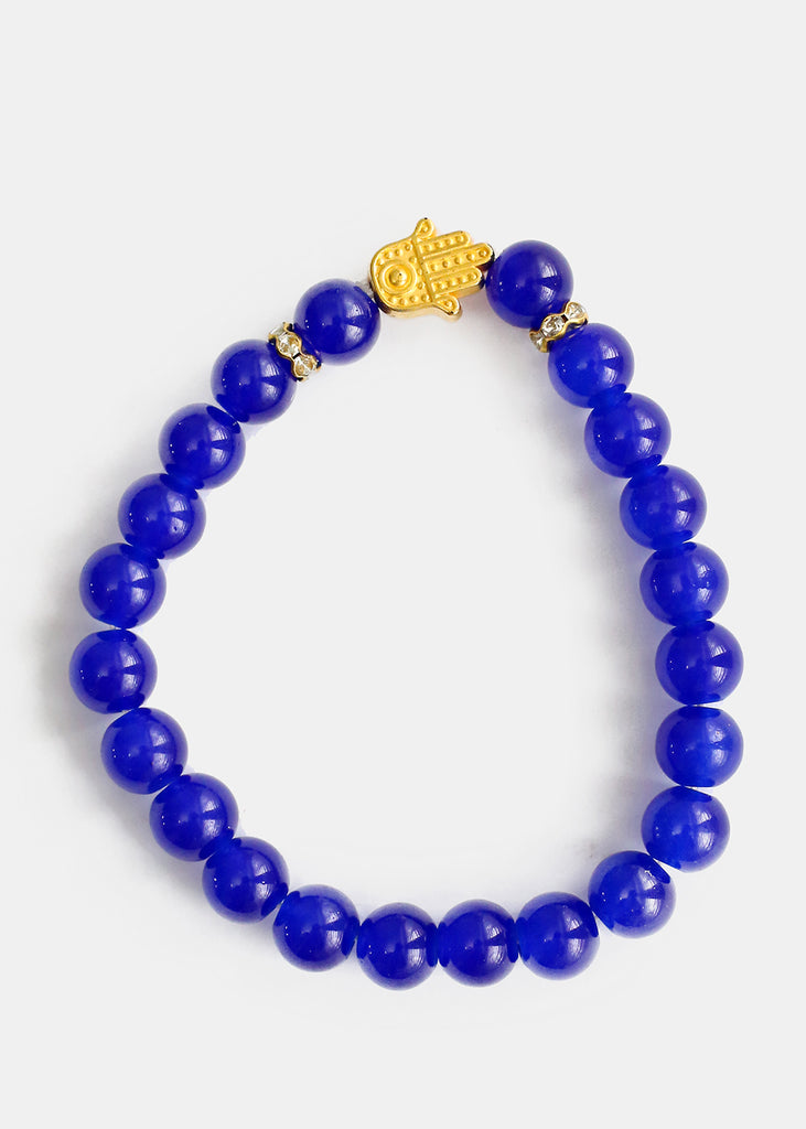 Gold Hamsa Hand Bead Bracelet Blue JEWELRY - Shop Miss A