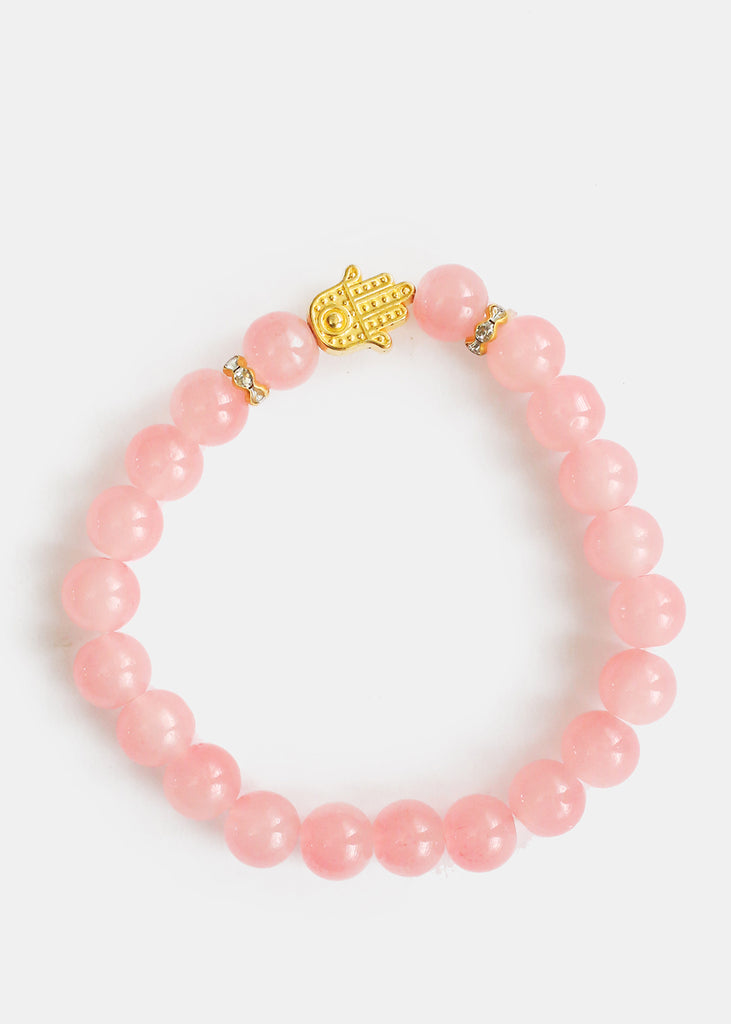 Gold Hamsa Hand Bead Bracelet Coral JEWELRY - Shop Miss A