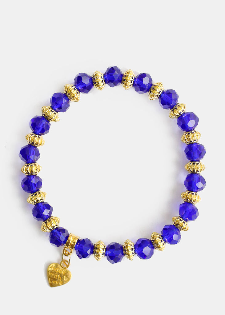 Translucent & Gold Bead Bracelet Royal blue JEWELRY - Shop Miss A