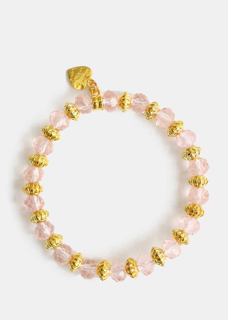 Translucent & Gold Bead Bracelet Pink JEWELRY - Shop Miss A