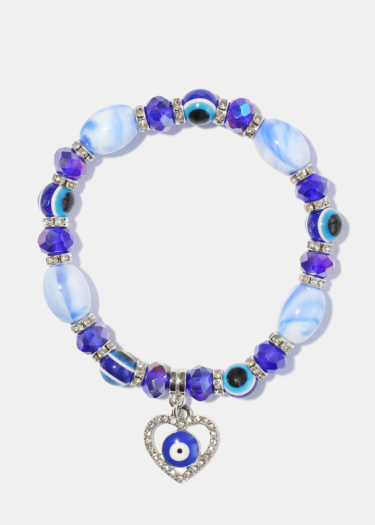 Blue Evil Eye Bracelet Silver JEWELRY - Shop Miss A