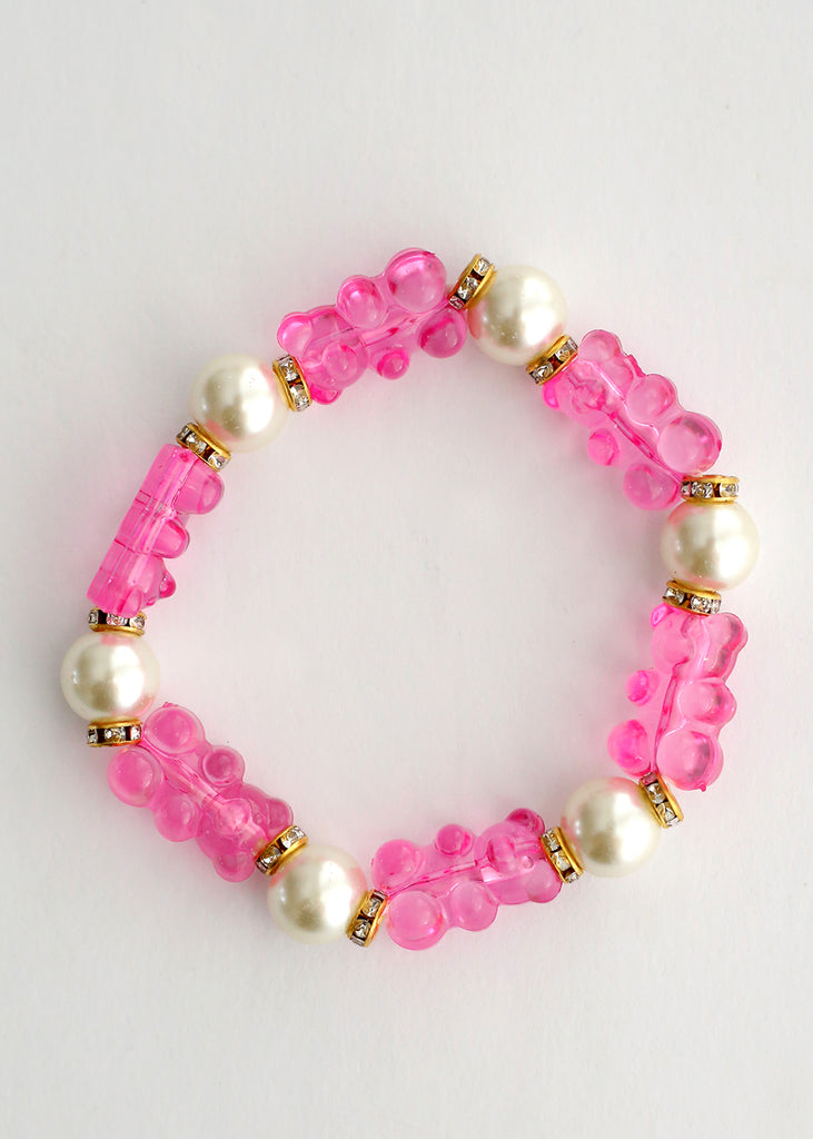 Gummy Bear & Pearl Bracelet D. Pink/gold JEWELRY - Shop Miss A