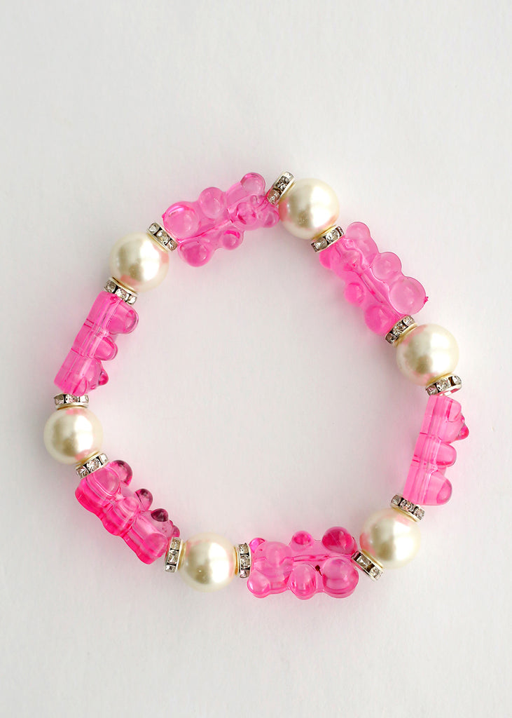 Gummy Bear & Pearl Bracelet D. pink/silver JEWELRY - Shop Miss A