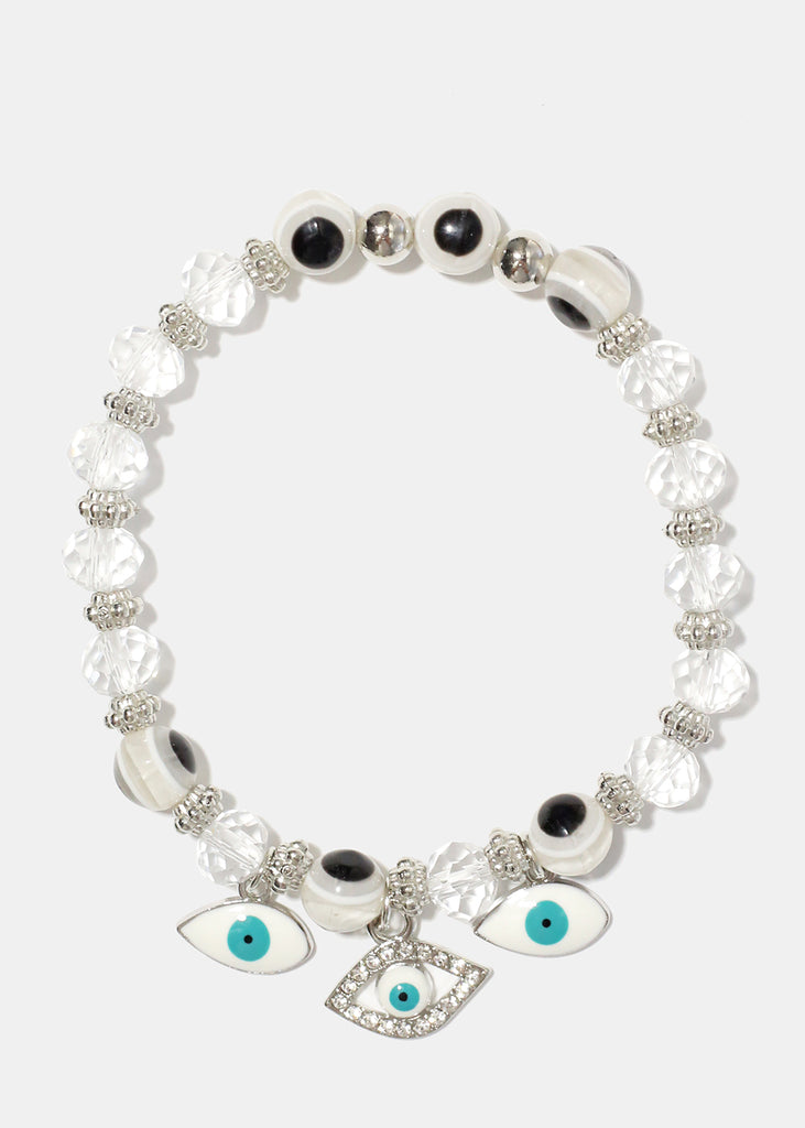 Evil Eye Bead Bracelet Clear/silver JEWELRY - Shop Miss A