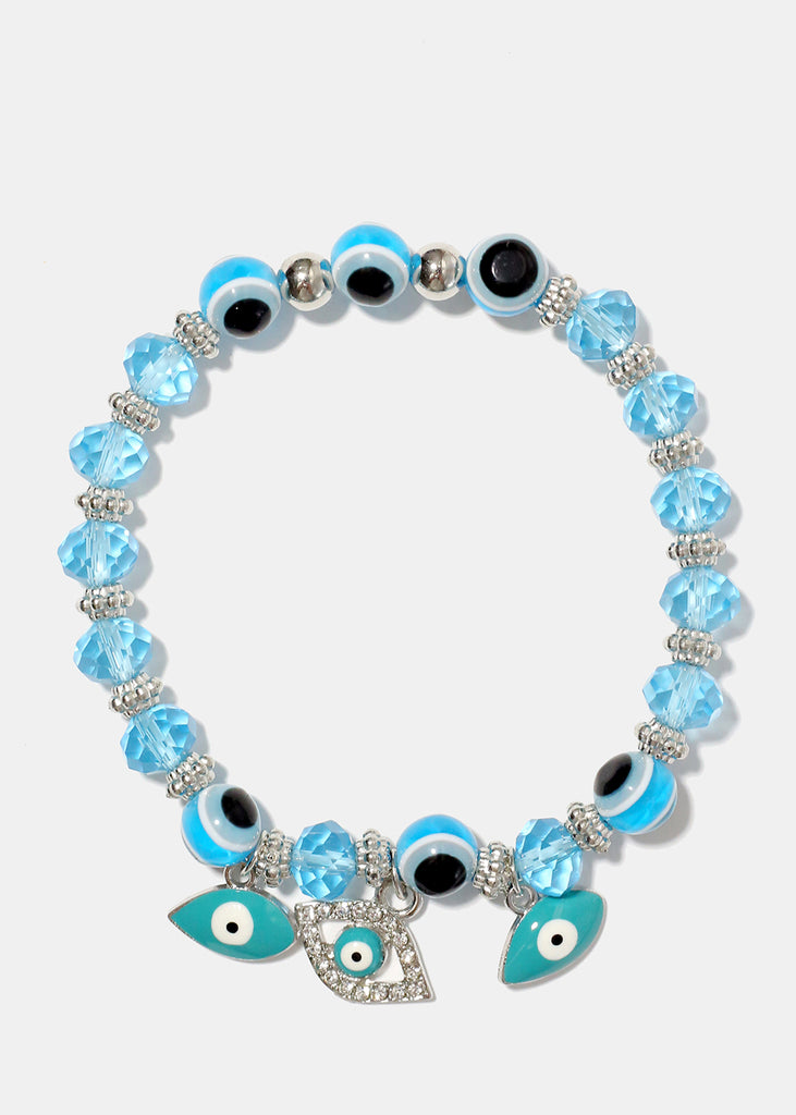 Evil Eye Bead Bracelet Blue/silver JEWELRY - Shop Miss A