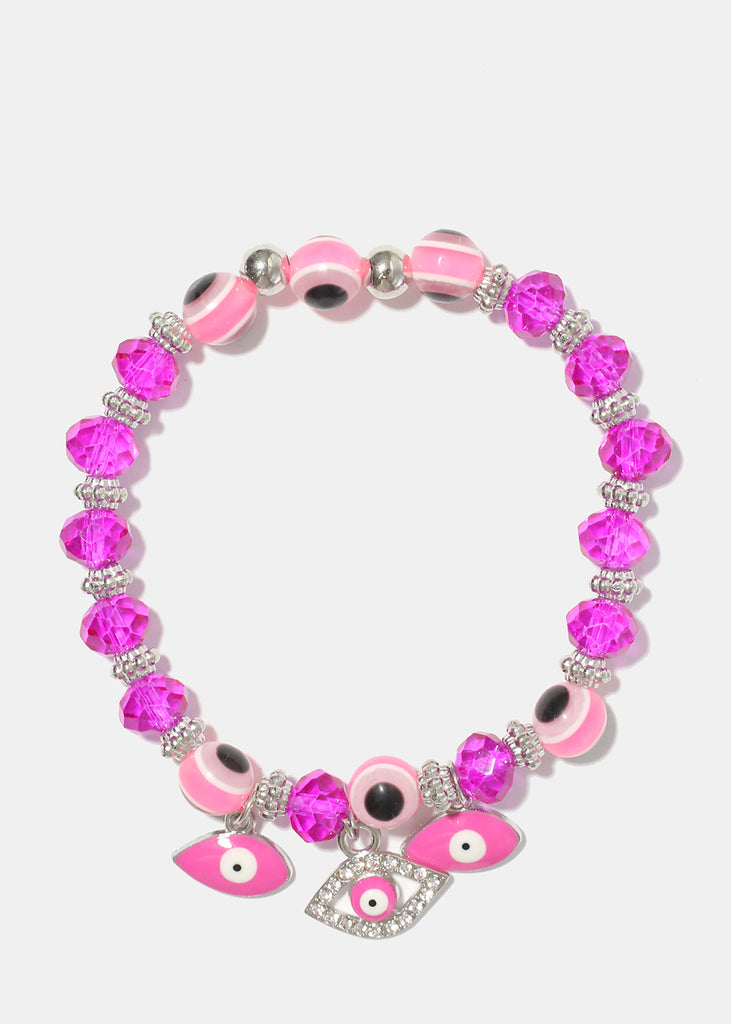 Evil Eye Bead Bracelet Pink JEWELRY - Shop Miss A