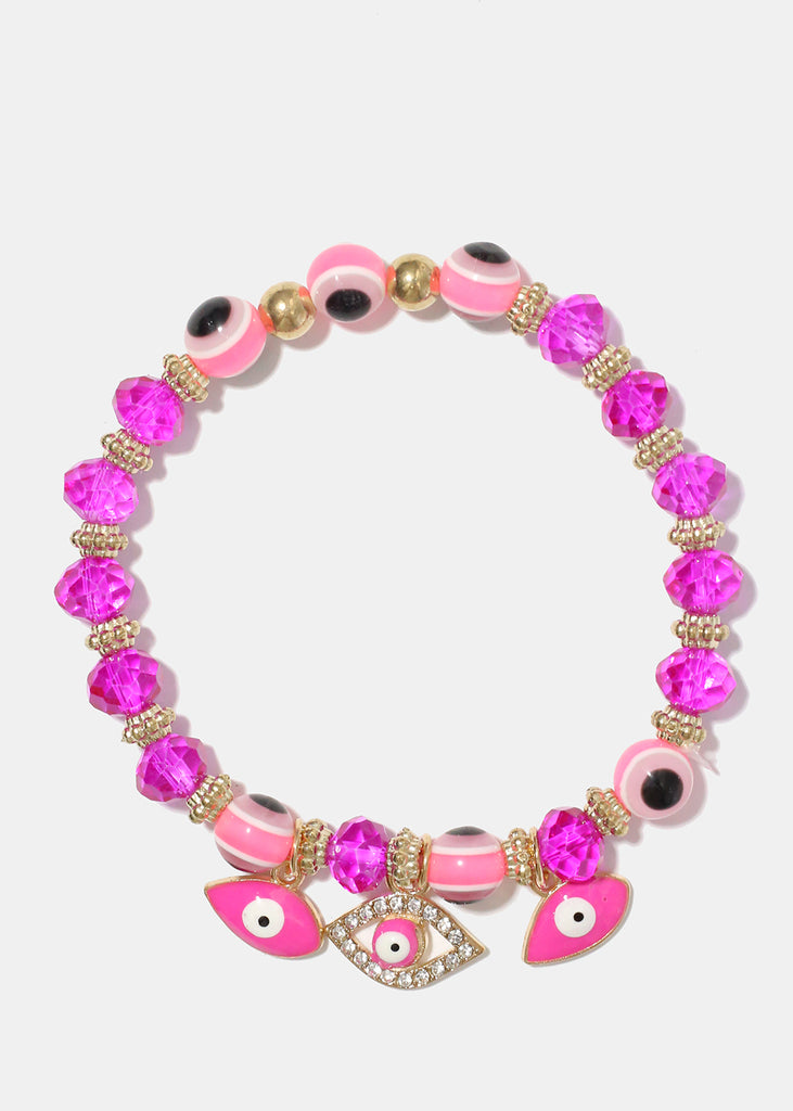 Evil Eye Bead Bracelet Pink/gold JEWELRY - Shop Miss A
