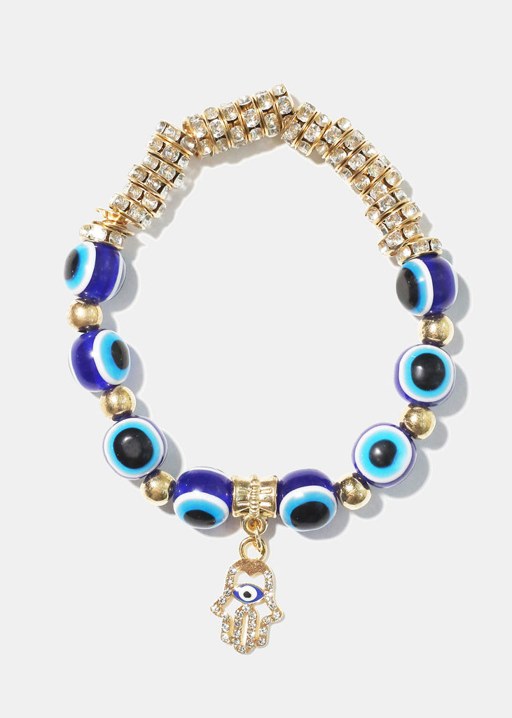 Evil Eye & Hamsa Hand Charm Bracelet Blue JEWELRY - Shop Miss A