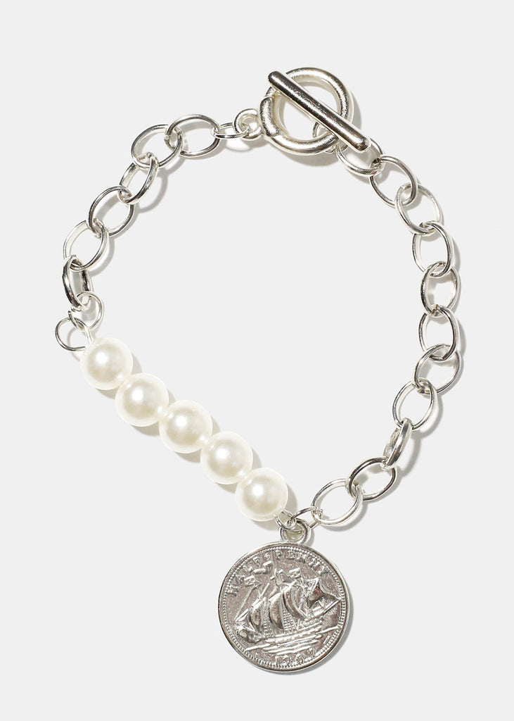 Vintage Pearl Chain Bracelet Silver JEWELRY - Shop Miss A