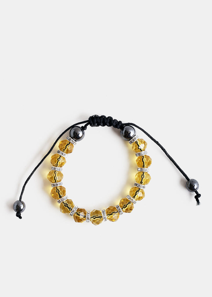 Adjustable Translucent Bead Bracelet Yellow JEWELRY - Shop Miss A