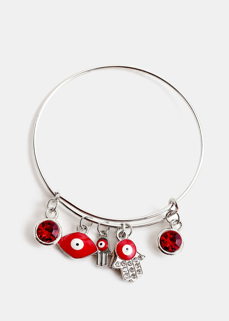 Evil Eye Bangles Red/Silver JEWELRY - Shop Miss A
