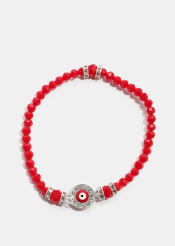 Evil Eye Bead Bracelet Red/Silver JEWELRY - Shop Miss A