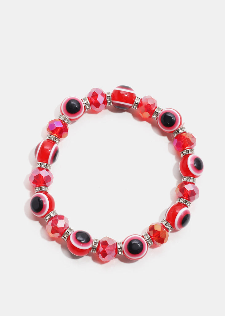 Red Evil Eye Bead Bracelet Silver JEWELRY - Shop Miss A