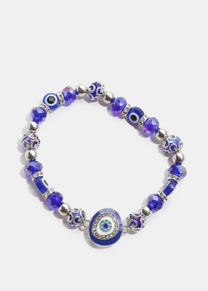 Blue Evil Eye Bracelet Silver JEWELRY - Shop Miss A