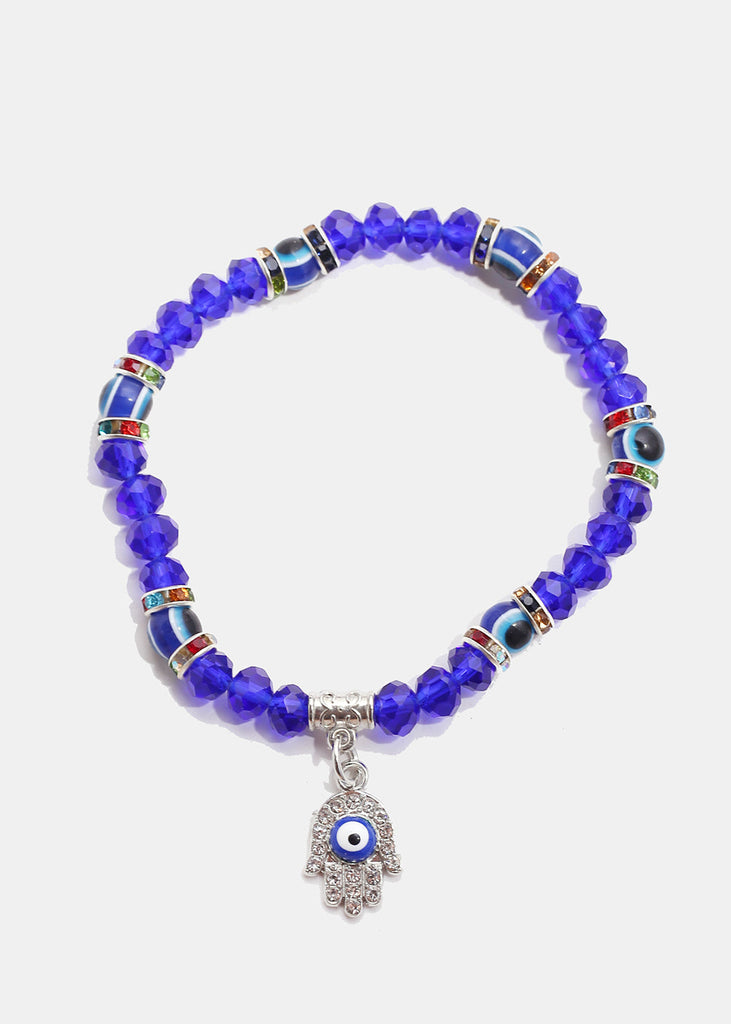 Hamsa Hand with Evil Eye Bead Bracelet S. Blue JEWELRY - Shop Miss A