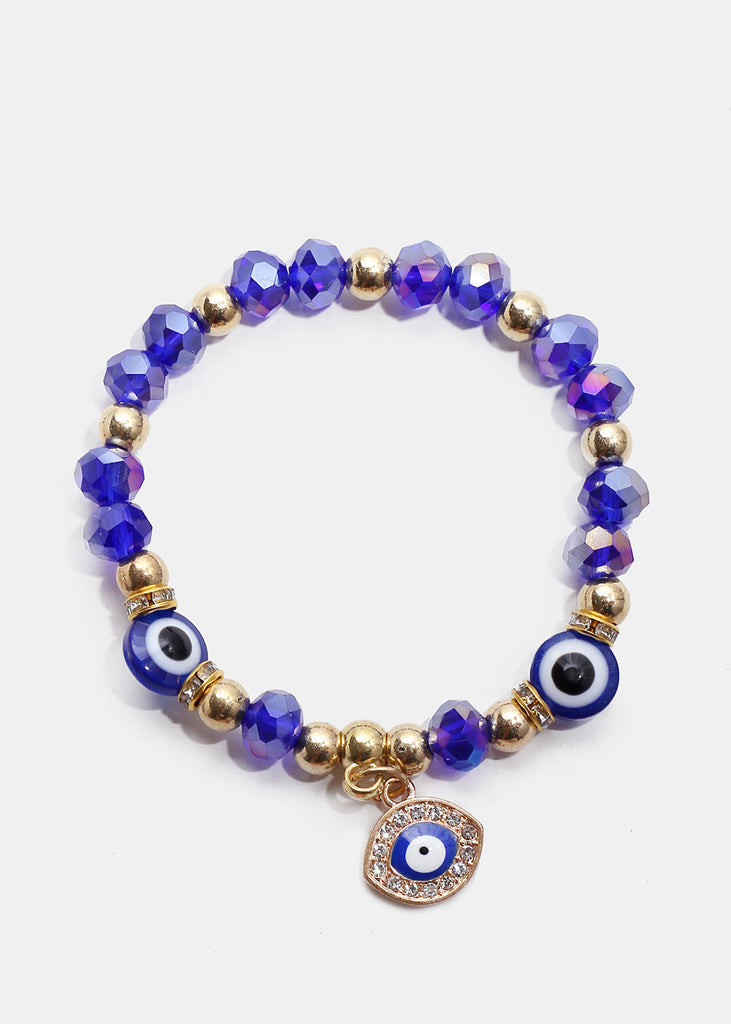 Blue Evil Eye Bracelet & Earring Set Gold JEWELRY - Shop Miss A