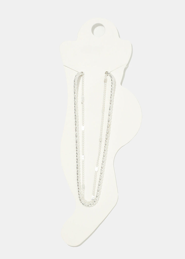 Layered Dainty Chain Anklet Silver JEWELRY - Shop Miss A
