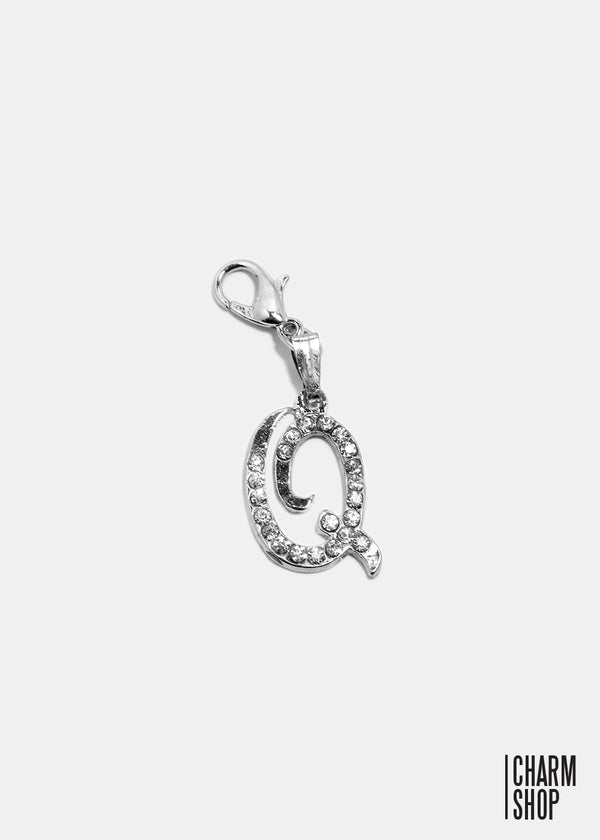 Silver Clear Italic Initial Q Dangle Charm  CHARMS - Shop Miss A