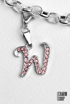 Silver Pink Italic Initial W Dangle Charm  CHARMS - Shop Miss A