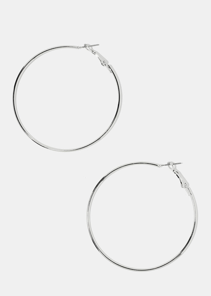 60MM Silver Metal Hoop Earrings  JEWELRY - Shop Miss A