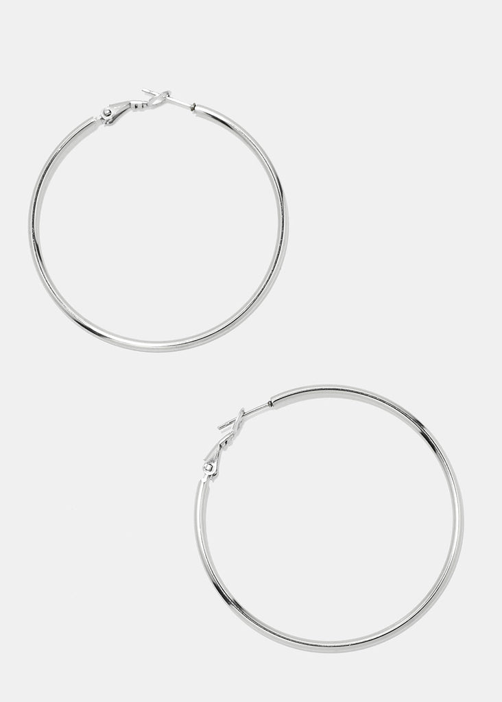 50-MM Metal Hoop Earrings Silver JEWELRY - Shop Miss A