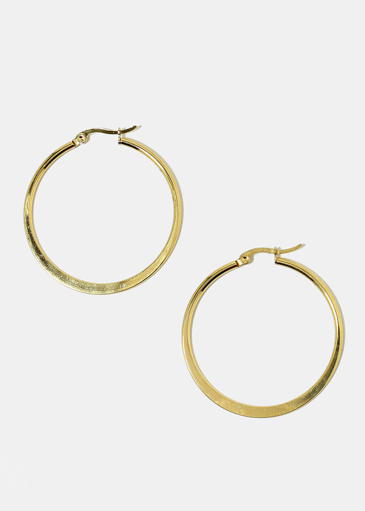 Classic Flat Hoop Earrings Gold JEWELRY - Shop Miss A