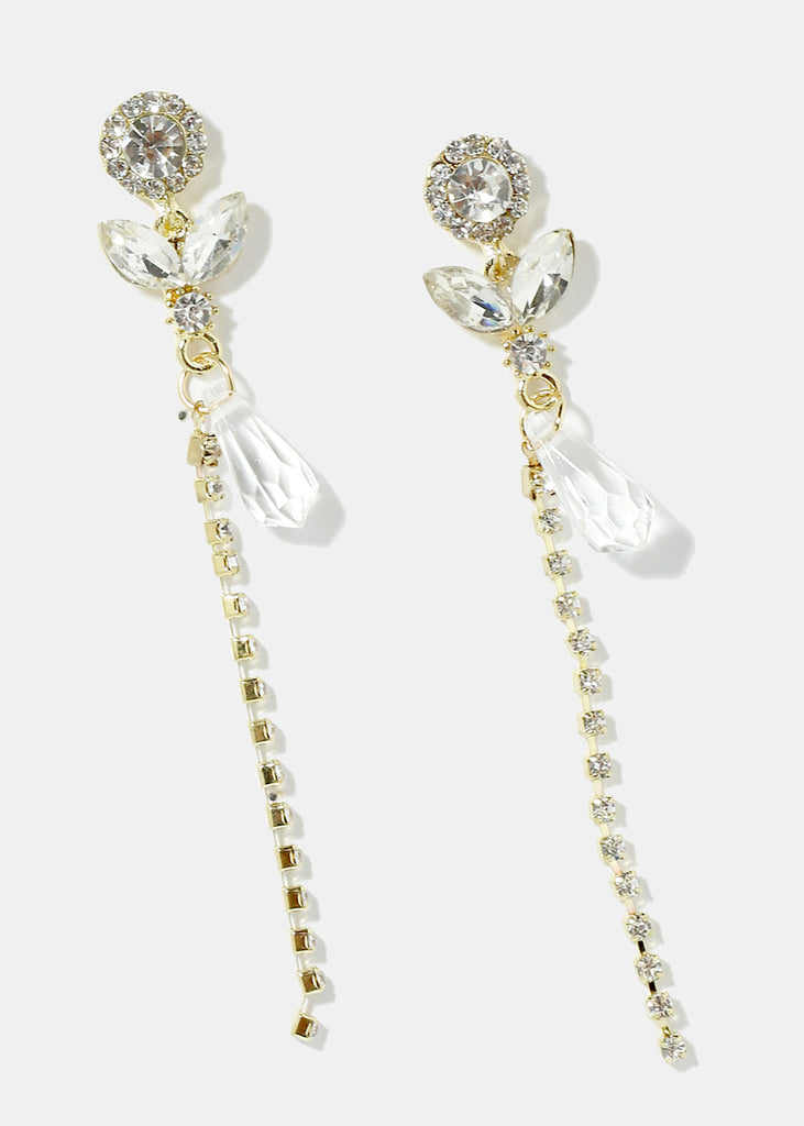 Gemstone Flower Dangle Earrings Gold JEWELRY - Shop Miss A