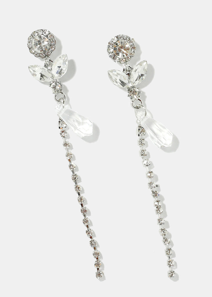 Gemstone Flower Dangle Earrings Silver JEWELRY - Shop Miss A