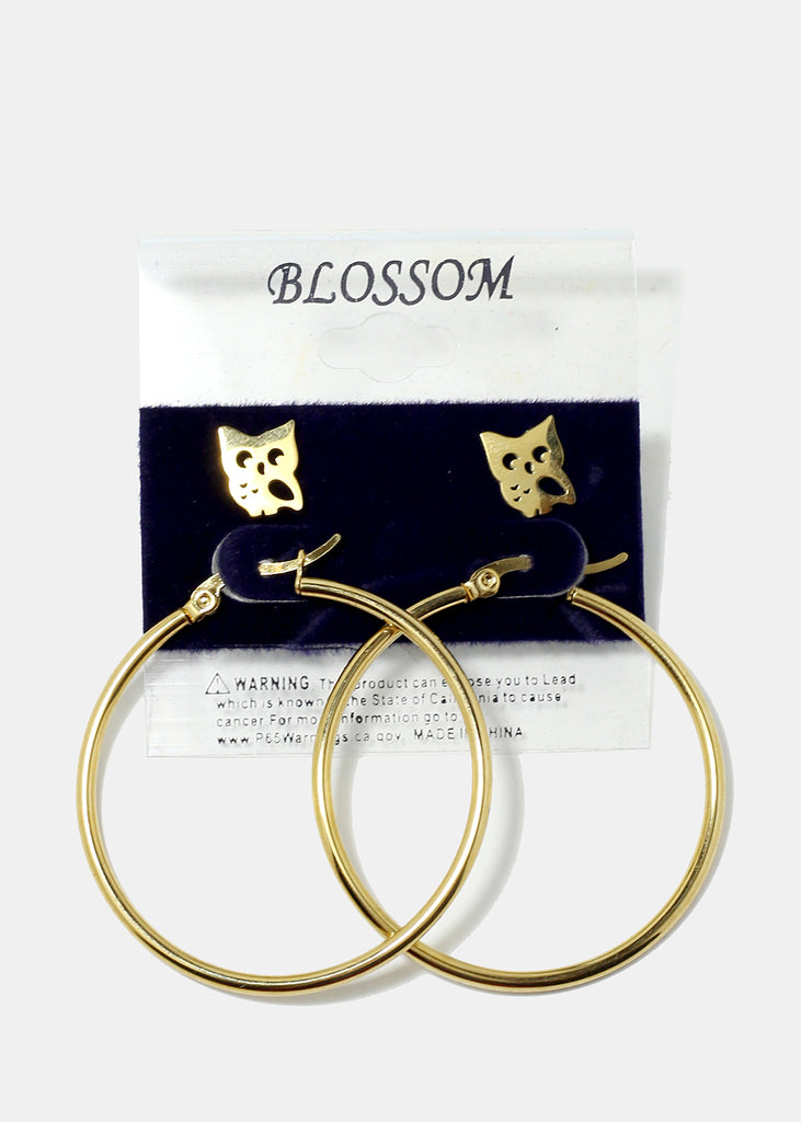 2-Piece Multi Design Stud & Hoop Earrings Gold (Random) SALE - Shop Miss A