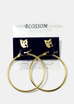 2-Piece Multi Design Stud & Hoop Earrings Gold (Random) JEWELRY - Shop Miss A