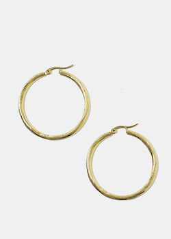 Medium Size Textured Hoop Earrings Gold JEWELRY - Shop Miss A