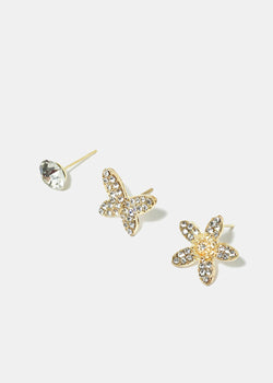 3-Pair Butterfly & Flower Stud Earrings  JEWELRY - Shop Miss A