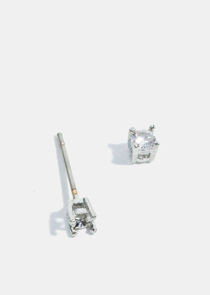 Small Gemstone Stud Earrings Silver JEWELRY - Shop Miss A