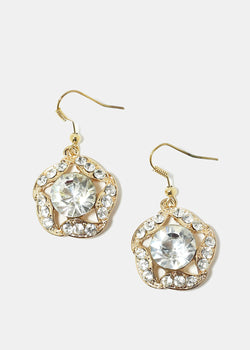 Rhinestone-Studded Star Dangle Earrings Gold JEWELRY - Shop Miss A