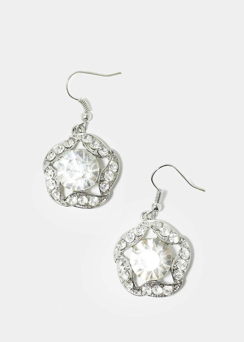 Rhinestone-Studded Star Dangle Earrings Silver JEWELRY - Shop Miss A