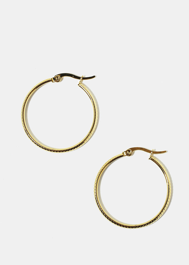 Textured Hoop Earrings Gold JEWELRY - Shop Miss A