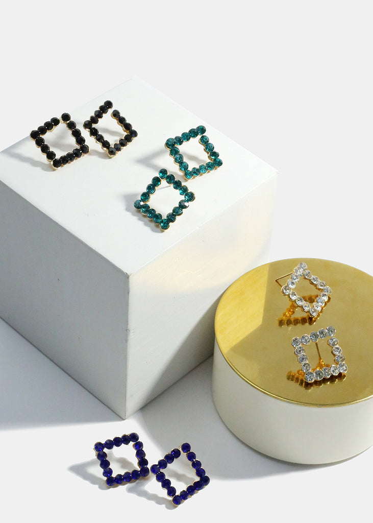 Gemstone Studded Square Earrings  JEWELRY - Shop Miss A