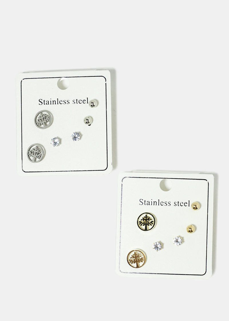 3-Pair Stainless Steel Stud Earrings  JEWELRY - Shop Miss A