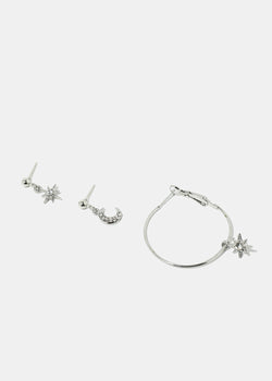 3-Piece Moon & Star Earrings  JEWELRY - Shop Miss A