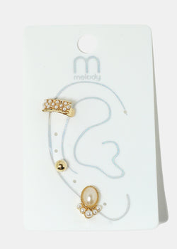 3-Piece Pearl-Studded Cuff & Stud Earrings  JEWELRY - Shop Miss A