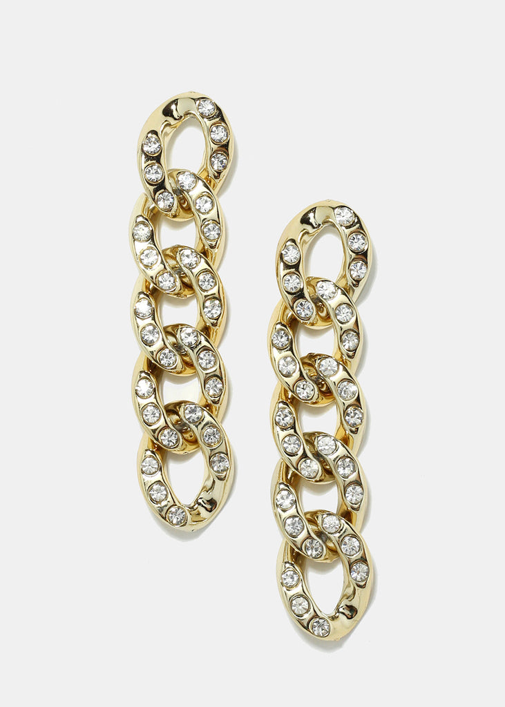 Rhinestone-Studded Chain Earrings Gold SALE - Shop Miss A