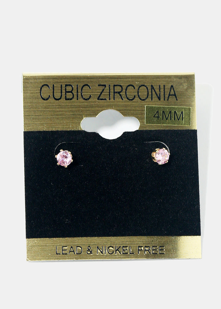 Small Rhinestone Stud Earrings Gold/Pink JEWELRY - Shop Miss A