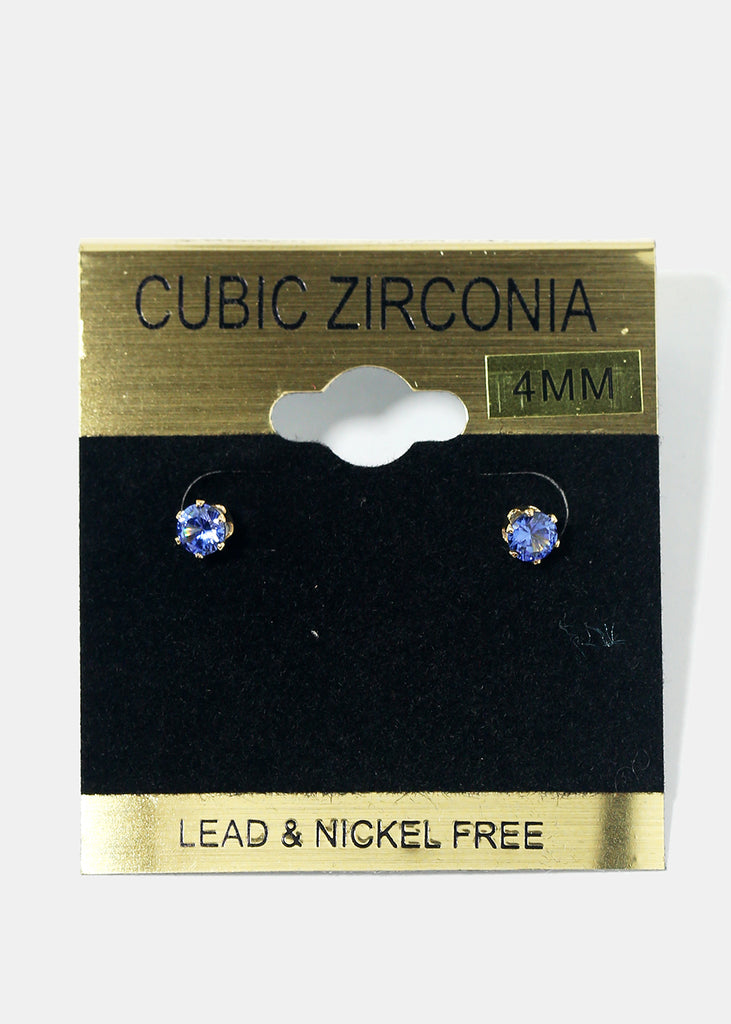 Small Rhinestone Stud Earrings Gold/Blue JEWELRY - Shop Miss A