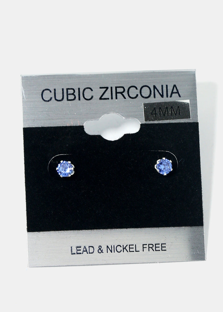 Small Rhinestone Stud Earrings Silver/Blue JEWELRY - Shop Miss A
