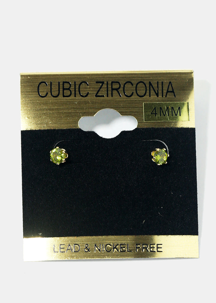 Small Rhinestone Stud Earrings Gold/Green JEWELRY - Shop Miss A