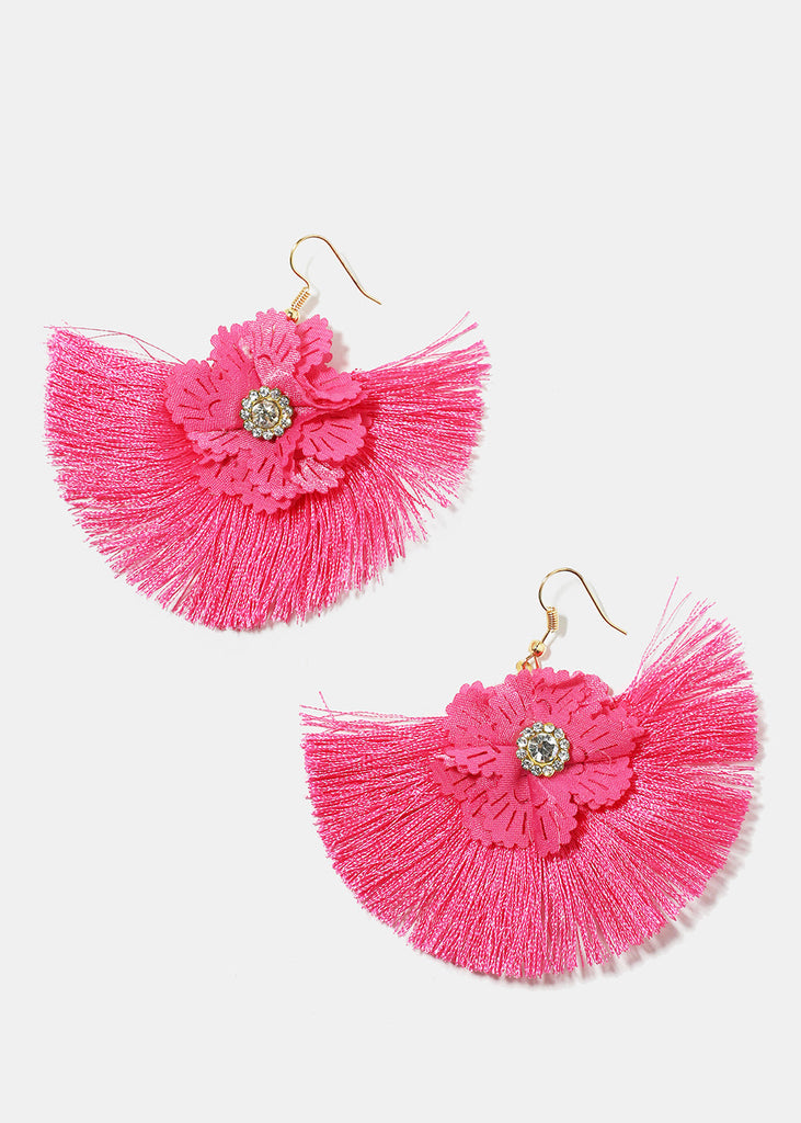 Flower Tassel Earrings Pink JEWELRY - Shop Miss A