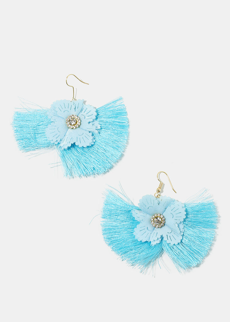 Flower Tassel Earrings Blue JEWELRY - Shop Miss A