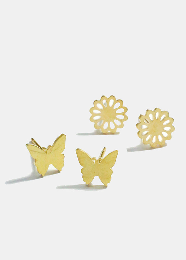 Flower and Butterfly Stud Earrings  JEWELRY - Shop Miss A