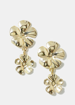 Metal Flower Earrings Gold JEWELRY - Shop Miss A